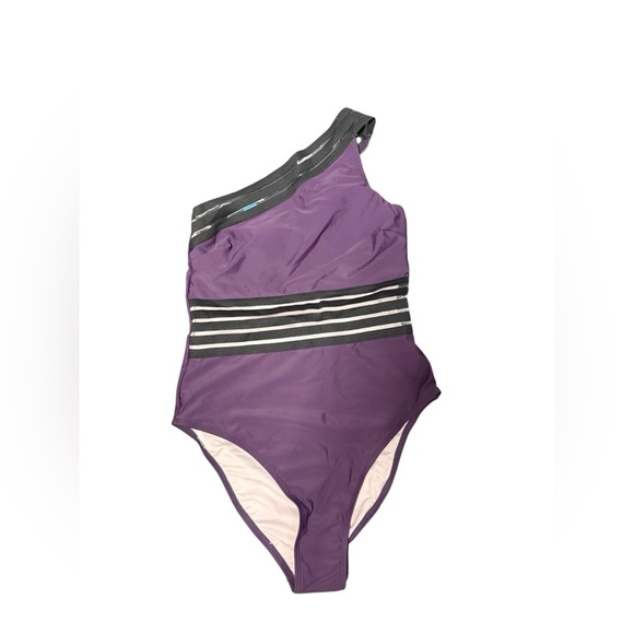 Cupshe Pannel One Shoulder One Piece Swimsuit - Picture 3 of 4